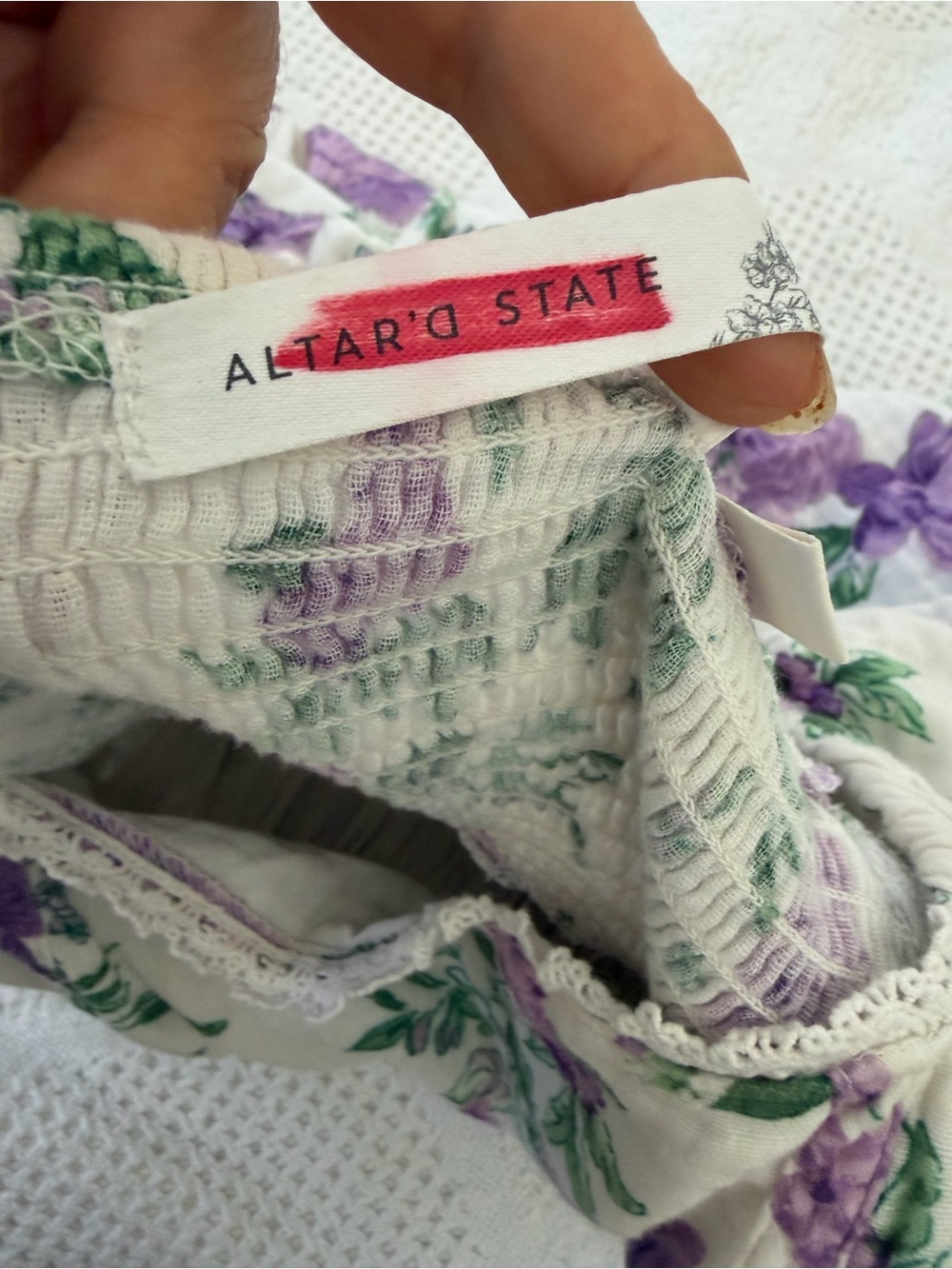 Altar'd State Cream Dress with Purple Floral Print - Picture 2 of 4